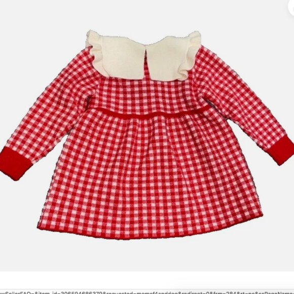 Vintage Infant Girl's Sweater Dress Red White/ Kitty 6-9 Months Cashmere Blend - Picture 2 of 13